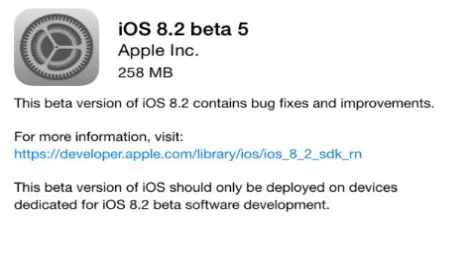 Apple releases iOS 8.2 beta 5 to developers